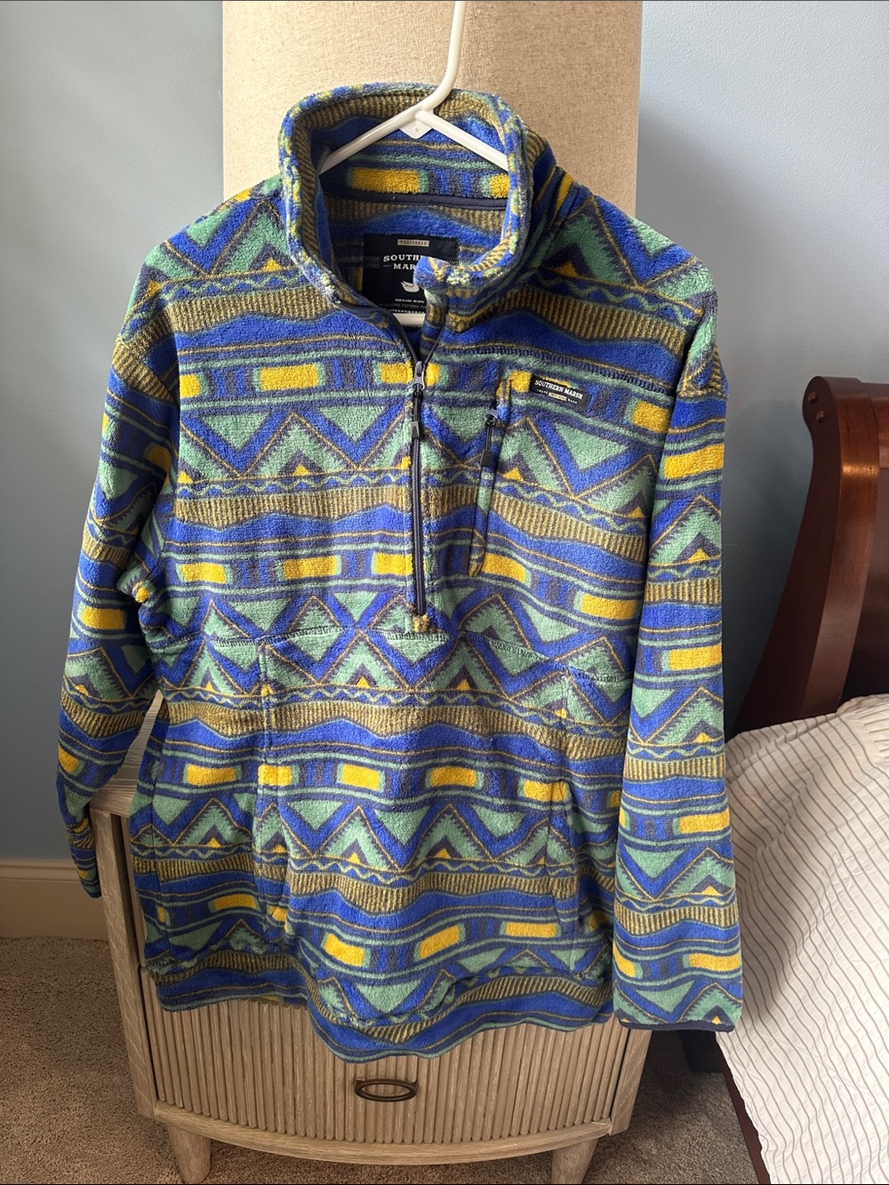 Southern Marsh Men's Geometric Zip-Up Fleece - Blue, Green, Yellow